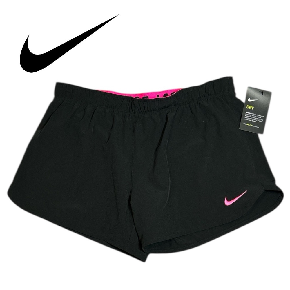 Nike Black Athletic Shorts with Pink Accent